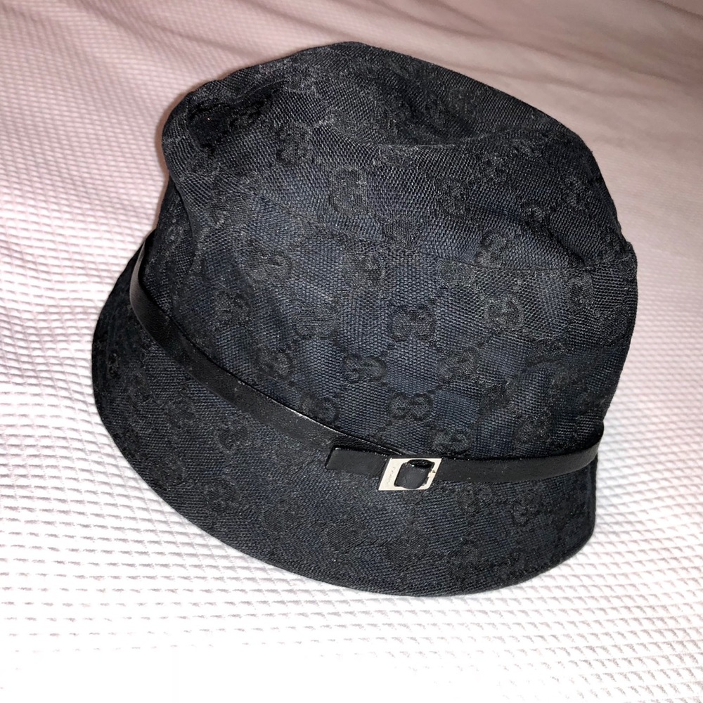 Authentic Unisex Gucci Monogram Black Bucket Hat